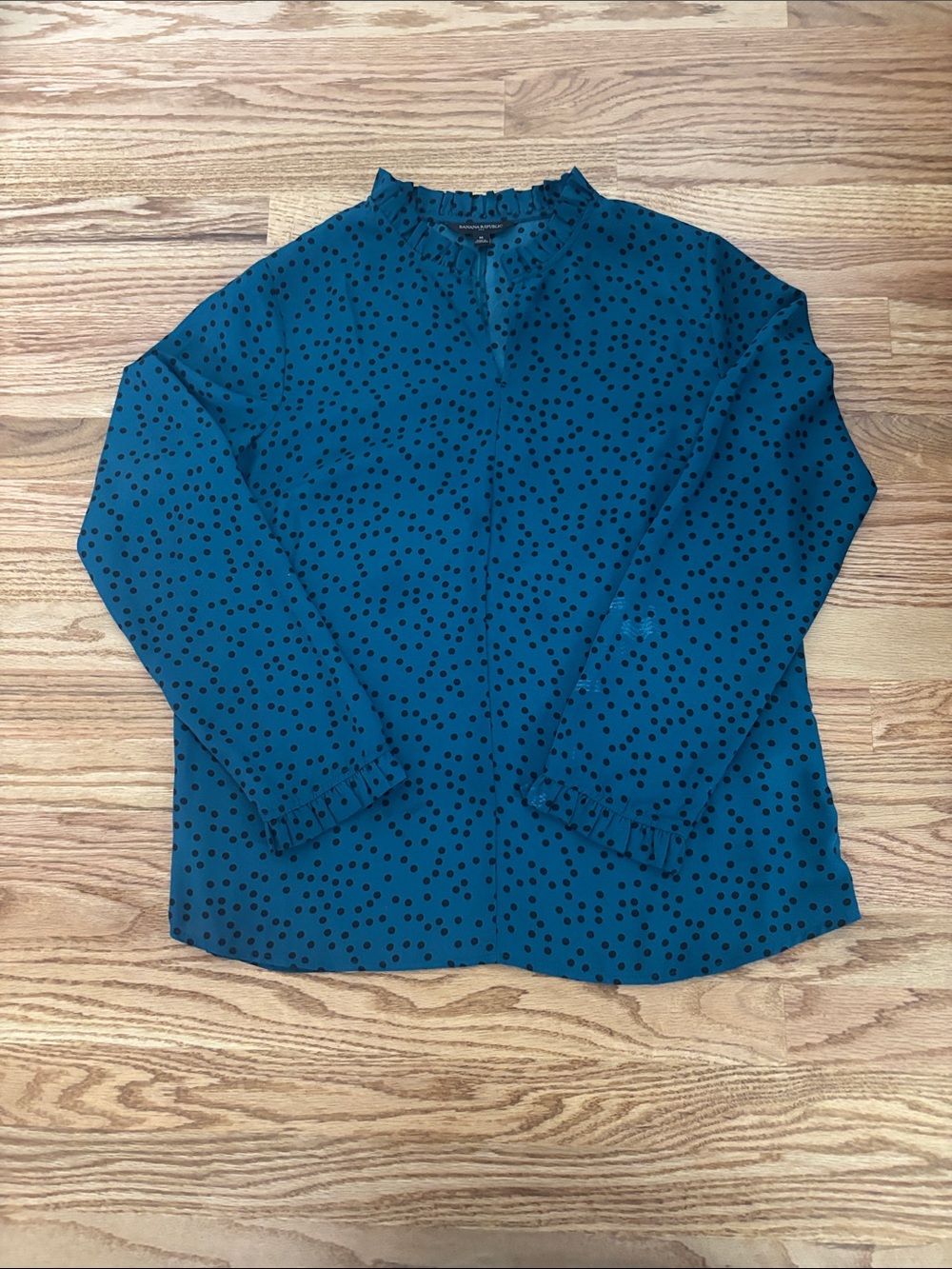 Banana Republic Teal Polka Dot Long-Sleeve Shirt